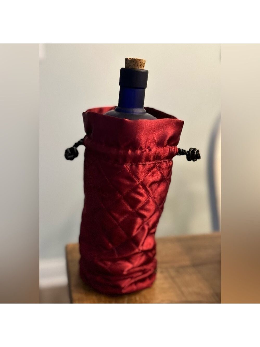 Bonjour Quilted Bag - Wine or Champaign Bottle holder Wine color fabric